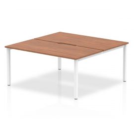 Evolve Plus 1600mm B2B 2 Person Bench Desk Walnut Top White Frame