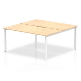 Evolve Plus 1600mm B2B 2 Person Bench Desk Maple Top White Frame