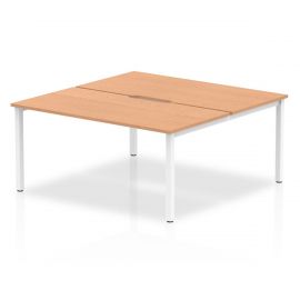 Evolve Plus 1600mm B2B 2 Person Bench Desk Oak Top White Frame