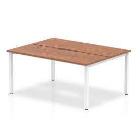 Evolve Plus 1200mm B2B 2 Person Bench Desk Walnut Top White Frame