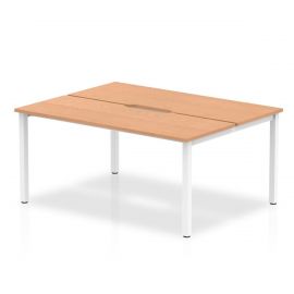 Evolve Plus 1200mm B2B 2 Person Bench Desk Oak Top White Frame
