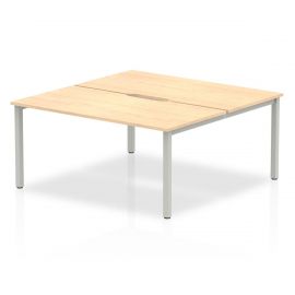 Evolve Plus 1600mm B2B 2 Person Bench Desk Maple Top Silver Frame
