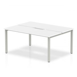 Evolve Plus 1400mm B2B 2 Person Bench Desk White Top Silver Frame