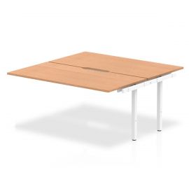 Evolve Plus 1600mm B2B Bench Desk Ext Kit Oak Top White Frame