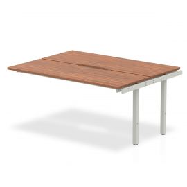 Evolve Plus 1400mm B2B Bench Desk Ext Kit Walnut Top White Frame