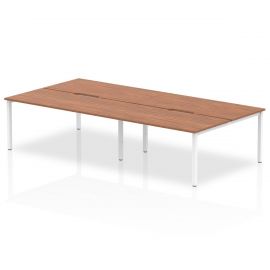 Evolve Plus 1600mm B2B 4 Person Bench Desk Walnut Top White Frame