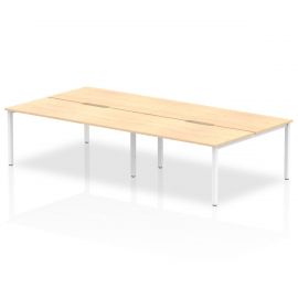 Evolve Plus 1600mm B2B 4 Person Bench Desk Maple Top White Frame