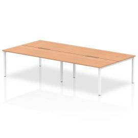 Evolve Plus 1600mm B2B 4 Person Bench Desk Oak Top White Frame