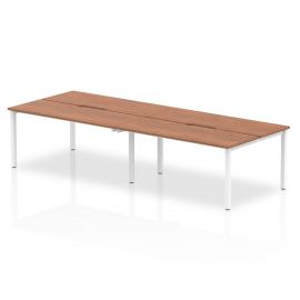 Evolve Plus 1400mm B2B 4 Person Bench Desk Walnut Top White Frame