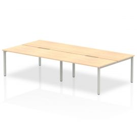 Evolve Plus 1600mm B2B 4 Person Bench Desk Maple Top Silver Frame