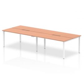 Evolve Plus 1200mm B2B 4 Person Bench Desk Beech Top Silver Frame