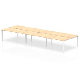 Evolve Plus 1600mm B2B 6 Person Bench Desk Maple Top White Frame