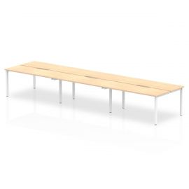Evolve Plus 1400mm B2B 6 Person Bench Desk Maple Top White Frame
