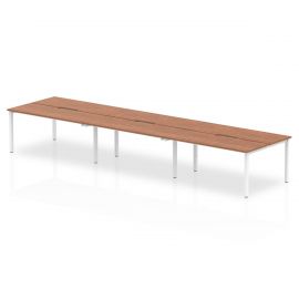 Evolve Plus 1200mm B2B 6 Person Bench Desk Walnut Top White Frame