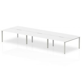Evolve Plus 1600mm B2B 6 Person Bench Desk White Top Silver Frame
