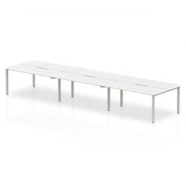 Evolve Plus 1400mm B2B 6 Person Bench Desk White Top Silver Frame