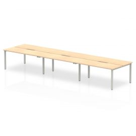 Evolve Plus 1400mm B2B 6 Person Bench Desk Maple Top Silver Frame