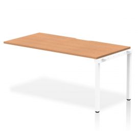 Evolve Plus 1600mm Single Row Bench Desk Ext Kit Oak Top White Frame