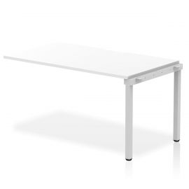 Evolve Plus 1400mm Single Row Bench Desk Ext Kit White Top Silver Frame