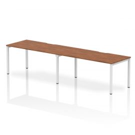 Evolve Plus 1600mm Single Row 2 Person Bench Desk Walnut Top White Frame