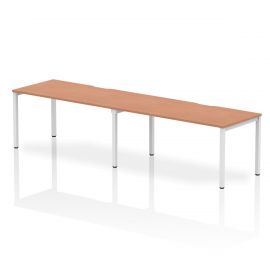 Evolve Plus 1600mm Single Row 2 Person Bench Desk Beech Top White Frame