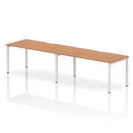 Evolve Plus 1600mm Single Row 2 Person Bench Desk Oak Top White Frame