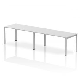 Evolve Plus 1600mm Single Row 2 Person Bench Desk White Top Silver Frame