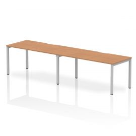 Evolve Plus 1600mm Single Row 2 Person Bench Desk Oak Top Silver Frame