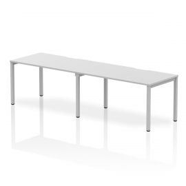 Evolve Plus 1400mm Single Row 2 Person Bench Desk White Top Silver Frame