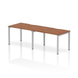 Evolve Plus 1200mm Single Row 2 Person Bench Desk Walnut Top Silver Frame