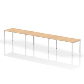 Evolve Plus 1600mm Single Row 3 Person Bench Desk Maple Top White Frame