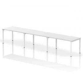 Evolve Plus 1400mm Single Row 3 Person Bench Desk White Top White Frame