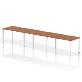 Evolve Plus 1400mm Single Row 3 Person Bench Desk Walnut Top White Frame