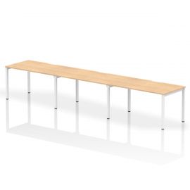Evolve Plus 1400mm Single Row 3 Person Bench Desk Maple Top White Frame