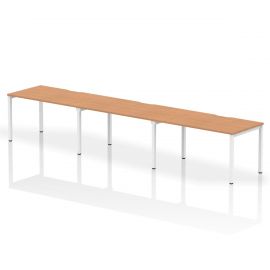 Evolve Plus 1400mm Single Row 3 Person Bench Desk Oak Top White Frame