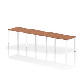 Evolve Plus 1200mm Single Row 3 Person Bench Desk Walnut Top White Frame