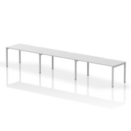 Evolve Plus 1600mm Single Row 3 Person Bench Desk White Top Silver Frame