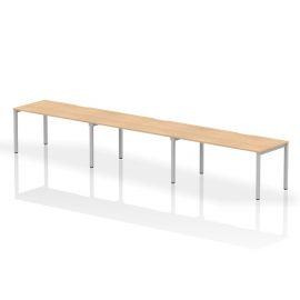 Evolve Plus 1600mm Single Row 3 Person Bench Desk Maple Top Silver Frame
