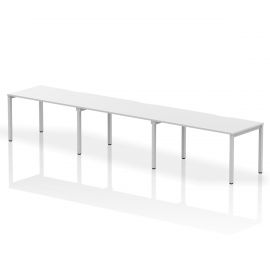 Evolve Plus 1400mm Single Row 3 Person Bench Desk White Top Silver Frame