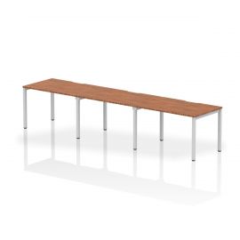 Evolve Plus 1200mm Single Row 3 Person Bench Desk Walnut Top Silver Frame