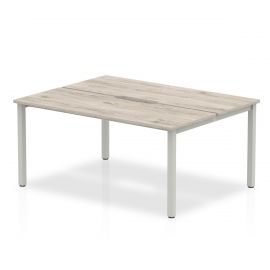 Evolve Plus 1200mm B2B 2 Person Bench Desk Grey Oak Top Silver Frame