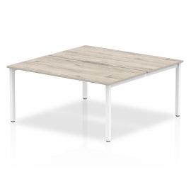 Evolve Plus 1400mm B2B 2 Person Bench Desk Grey Oak Top White Frame