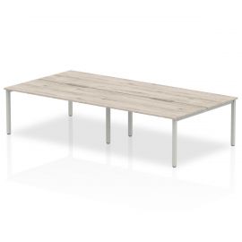 Evolve Plus 1400mm B2B 4 Person Bench Desk Grey Oak Top Silver Frame