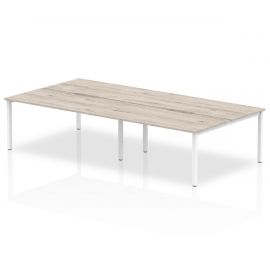 Evolve Plus 1400mm B2B 4 Person Bench Desk Grey Oak Top White Frame