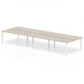 Evolve Plus 1400mm B2B 6 Person Bench Desk Grey Oak Top White Frame