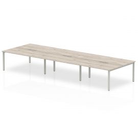 Evolve Plus 1600mm B2B 6 Person Bench Desk Grey Oak Top Silver Frame