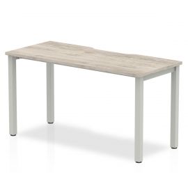 Evolve Plus 1400mm Single Starter Bench Desk Grey Oak Top Silver Frame