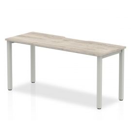 Evolve Plus 1600mm Single Starter Bench Desk Grey Oak Top Silver Frame
