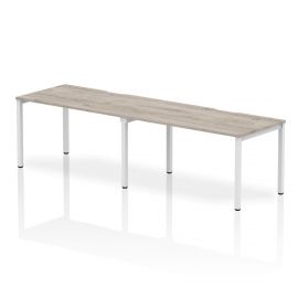 Evolve Plus 1400mm Single Row 2 Person Bench Desk Grey Oak Top White Frame