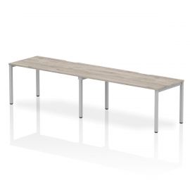 Evolve Plus 1600mm Single Row 2 Person Bench Desk Grey Oak Top Silver Frame